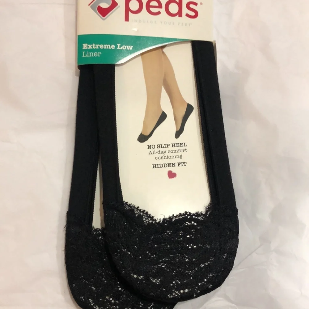 Peds extreme low liner‎ black no slip heel shoe liner 2pairs fits shoe size 5-10